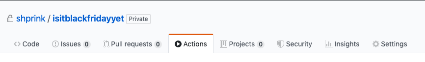 github action tab